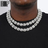 Hip Hop 12MM Micro Pave CZ 1Row Tennis Chain Set Men Women