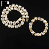 Hip Hop 12MM Micro Pave CZ 1Row Tennis Chain Set Men Women