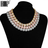 Hip Hop 12MM Micro Pave CZ 1Row Tennis Chain Set Men Women