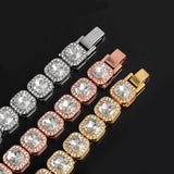 Hip Hop 12MM Micro Pave CZ 1Row Tennis Chain Set Men Women