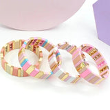 Bohemian Ethnic Enamel Bracelet Bangle Macaron Rectangle Lucky Jewelry