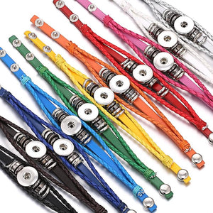 10pcs Beaded Braided Leather Snap Button Bracelet DIY Charms Bracelet