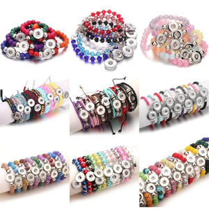 10pcs Beaded Braided Leather Snap Button Bracelet DIY Charms Bracelet