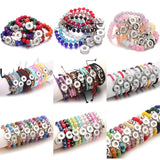 10pcs Beaded Braided Leather Snap Button Bracelet DIY Charms Bracelet