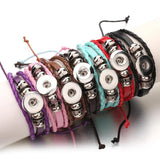 10pcs Beaded Braided Leather Snap Button Bracelet DIY Charms Bracelet