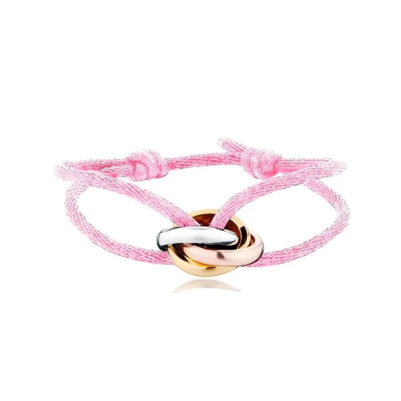Unisex Stainless Steel Bracelet with Ribbon Lace Chain