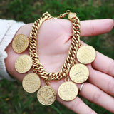 Turkish Coin Bracelet for Women Turks Simgesi Osmanli Turasi Bangle