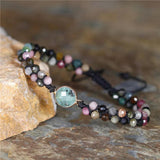 Tourmaline Beads Bracelet 4mm Natural Stones Adjustable Macrame Bracelet