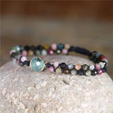 Tourmaline Beads Bracelet 4mm Natural Stones Adjustable Macrame Bracelet