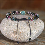 Tourmaline Beads Bracelet 4mm Natural Stones Adjustable Macrame Bracelet