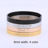 Engraved Cuff Bracelet Bangle Stainless Steel Jewelry Gift