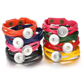 10pcs Snap Jewelry Bracelets Women Braided Leather 18mm DIY Interchangeable