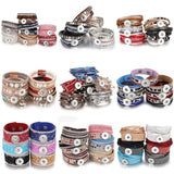 10pcs Snap Jewelry Bracelets Women Braided Leather 18mm DIY Interchangeable