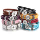 10pcs Snap Jewelry Bracelets Women Braided Leather 18mm DIY Interchangeable