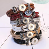 10pcs Snap Jewelry Bracelets Women Braided Leather 18mm DIY Interchangeable