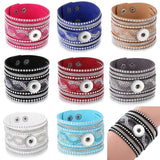 10pcs Snap Jewelry Bracelets Women Braided Leather 18mm DIY Interchangeable