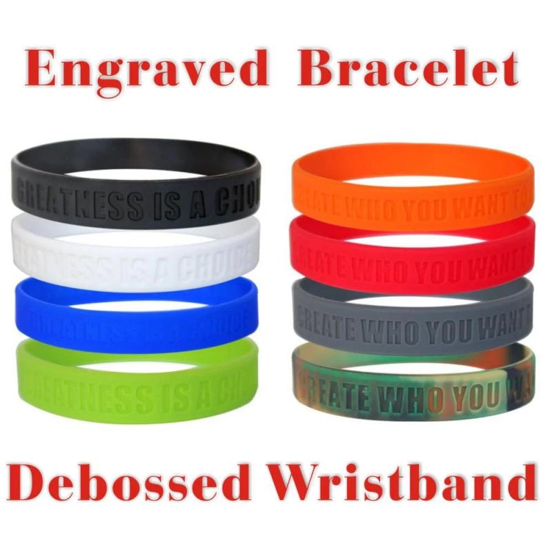 Personalized Silicone Bracelet Logo Rubber Band Engraved Name Bracelets Debossed