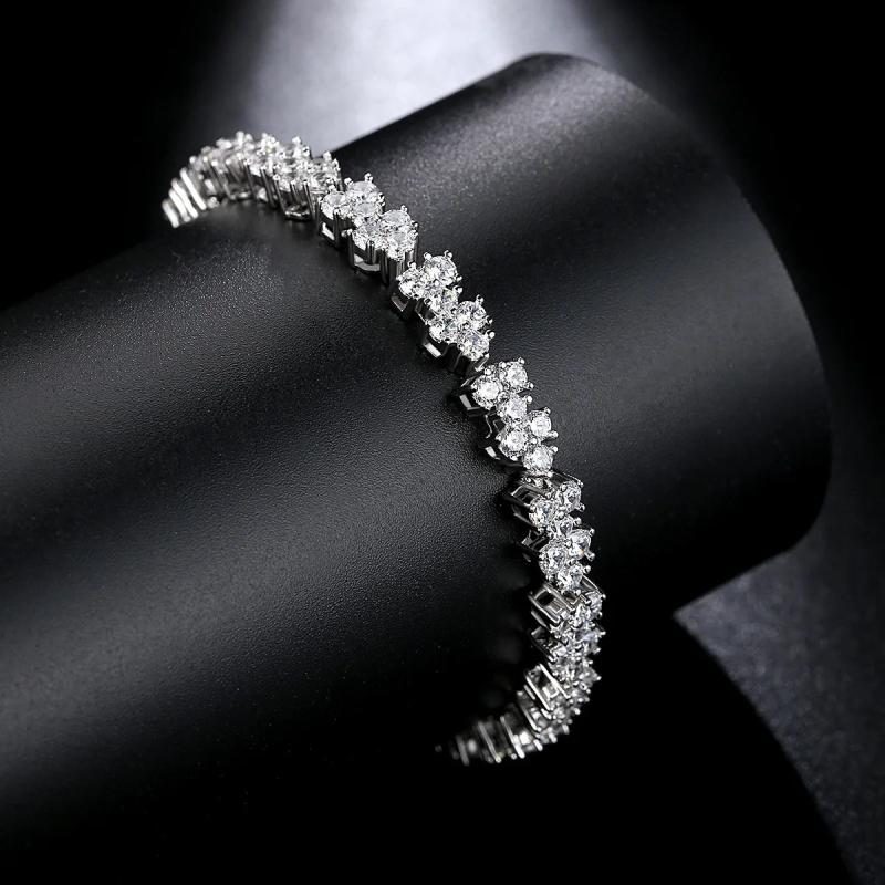 Green CZ Tennis Bracelet 3/4/5MM Round Paved for Wedding