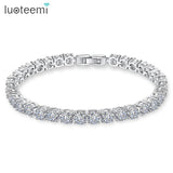 Green CZ Tennis Bracelet 3/4/5MM Round Paved for Wedding