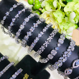 Green CZ Tennis Bracelet 3/4/5MM Round Paved for Wedding