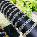 Green CZ Tennis Bracelet 3/4/5MM Round Paved for Wedding