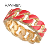 Colorful Enamel Chain Shape Cuff Bracelet & Bangle for Women