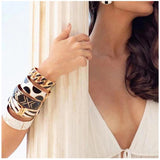 Colorful Enamel Chain Shape Cuff Bracelet & Bangle for Women