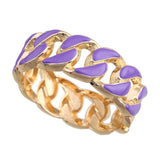 Colorful Enamel Chain Shape Cuff Bracelet & Bangle for Women
