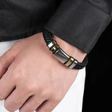 Braided Leather Rope Bracelet for Men Bangles Punk Rock Jewelry Stainless Steel