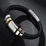 Braided Leather Rope Bracelet for Men Bangles Punk Rock Jewelry Stainless Steel