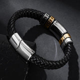 Braided Leather Rope Bracelet for Men Bangles Punk Rock Jewelry Stainless Steel