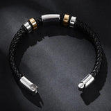 Braided Leather Rope Bracelet for Men Bangles Punk Rock Jewelry Stainless Steel