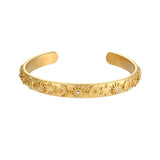 Chunky Stainless Steel Sun Moon Star Cuff Bangles