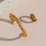 Chunky Stainless Steel Sun Moon Star Cuff Bangles