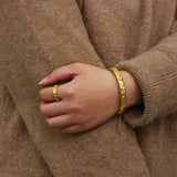 Chunky Stainless Steel Sun Moon Star Cuff Bangles