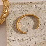 Chunky Stainless Steel Sun Moon Star Cuff Bangles
