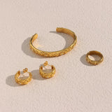 Chunky Stainless Steel Sun Moon Star Cuff Bangles