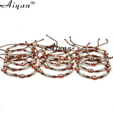 12Pcs Eyes Woven Multi-Color Bracelet with 6MM Pearl Snowflake Accessories