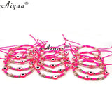 12Pcs Eyes Woven Multi-Color Bracelet with 6MM Pearl Snowflake Accessories