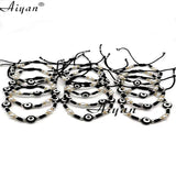12Pcs Eyes Woven Multi-Color Bracelet with 6MM Pearl Snowflake Accessories