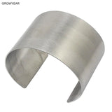 Stainless Steel Arm Cuffs Women Bangle Matte Silver Statement Bangles