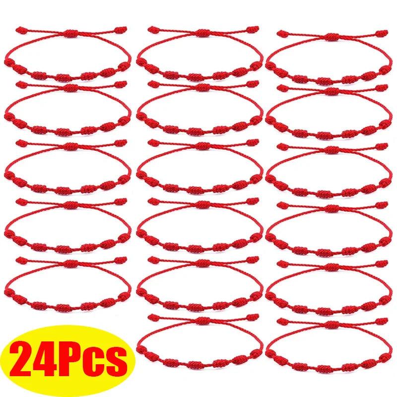 24PCS/lot Red String Bracelet Protection Eye Good Luck Amulet Success Prosperity