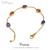 Colorful CZ Chain Bangle Bracelet 18K Metal Women Jewelry
