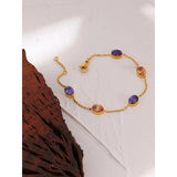 Colorful CZ Chain Bangle Bracelet 18K Metal Women Jewelry