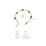 Colorful CZ Chain Bangle Bracelet 18K Metal Women Jewelry