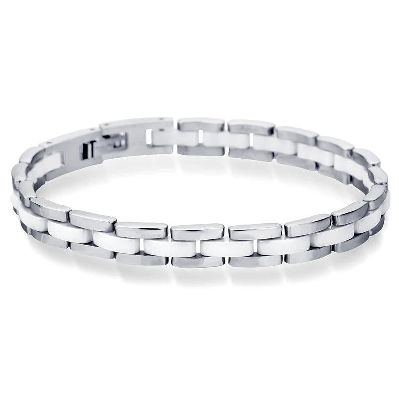 20cm Ceramic Bangle Bracelet Stainless Steel Chain Link Jewelry