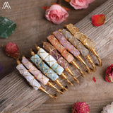 Copper Wire Labradorite Chalcedony Lapis Stone Cuff Bracelet