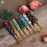 Copper Wire Labradorite Chalcedony Lapis Stone Cuff Bracelet