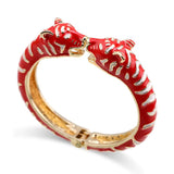 Leopard Head Enamel Cuff Bracelet Statement Bangle Plated Animal Bracelet