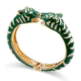 Leopard Head Enamel Cuff Bracelet Statement Bangle Plated Animal Bracelet